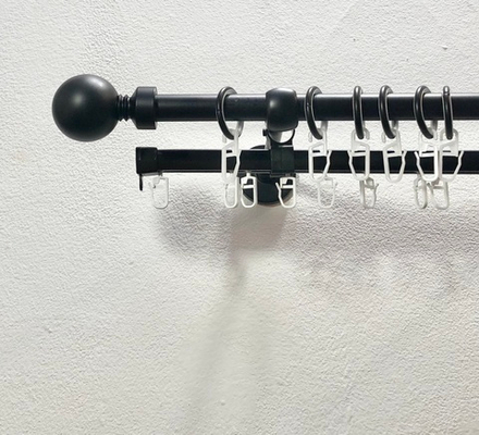 Карниз металлический Шар Ост двухрядный d16 мм со второй направляющей, цвет черный