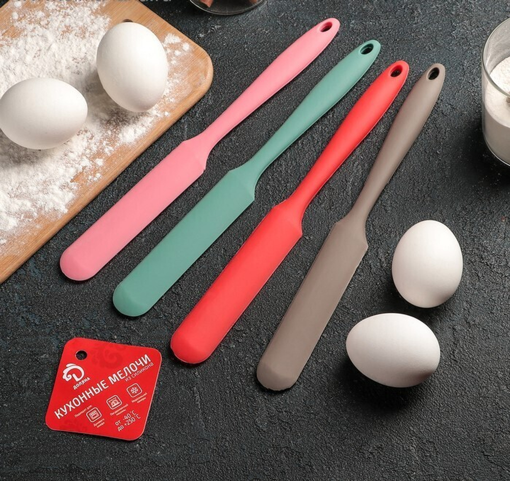 Лопатка-палетка силиконовая 24,5 см, цвет МИКС