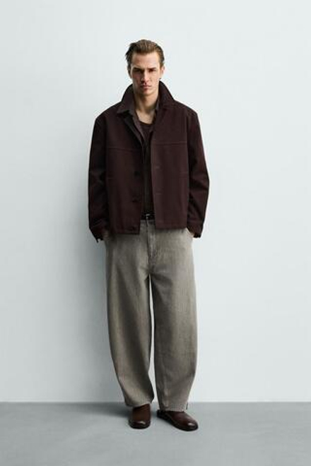 ZARA БРЮКИ BALLOON FIT, СЕРЫЙ/СИНИЙ