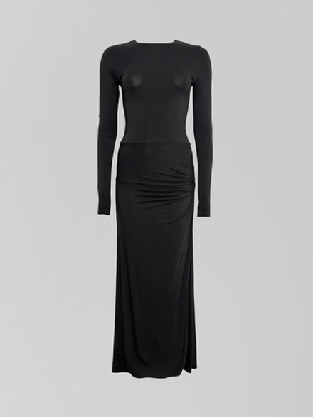 Платье by Gor 25191 длинное облегающее с разрезом сбоку