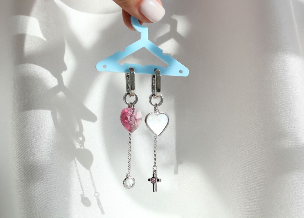 Серьги трансформеры Pink Heart