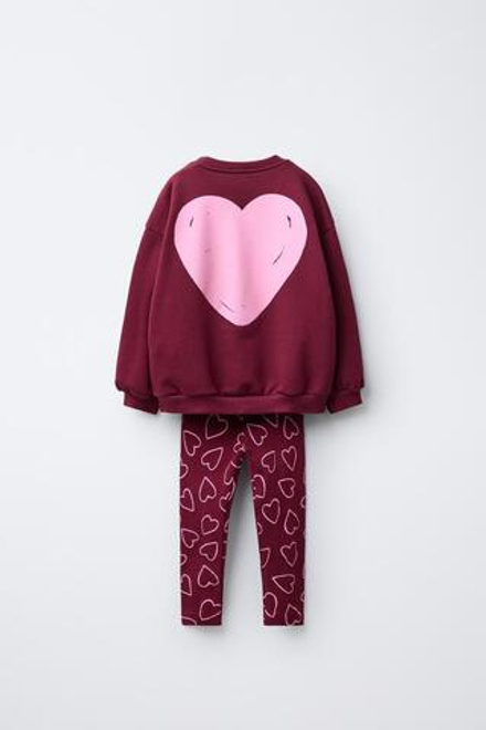 ZARA КОМПЛЕКТ ТОЛСТОВКА И ЛЕГИНСЫ В РУБЧИК LILO & STITCH © DISNEY, ГРАНАТОВЫЙ