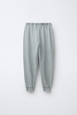 ZARA ПИЖАМА ВАФЕЛЬНАЯ С ВЫШИВКОЙ, СЕРЫЙ