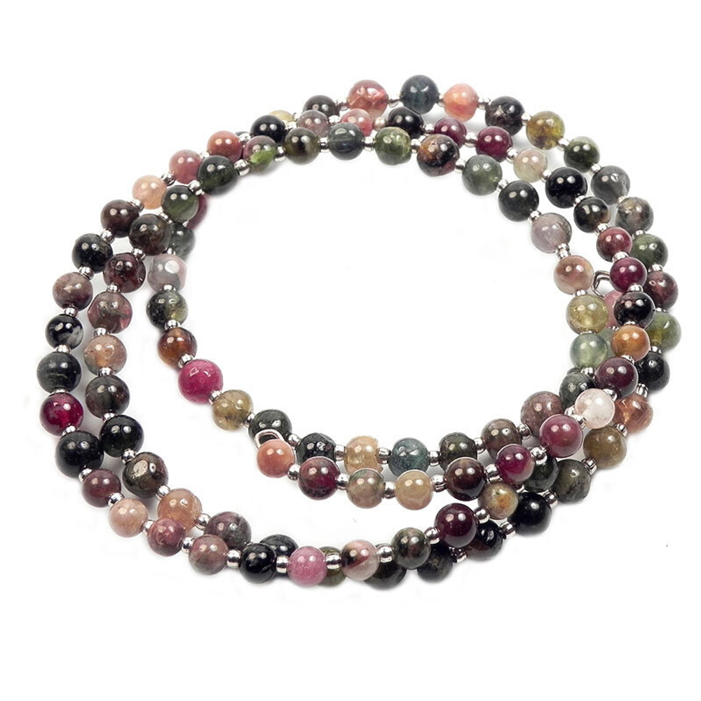 Браслет-пружина "Шарики" турмалин полихромный