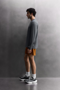 ZARA БАЗОВАЯ ФУТБОЛКА С ДЛИННЫМИ РУКАВАМИ, СТАЛЬНОЙ СИНИЙ