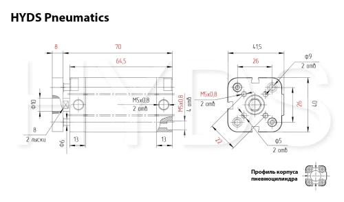 ADVUL-25-25-P-A Пневмоцилиндр