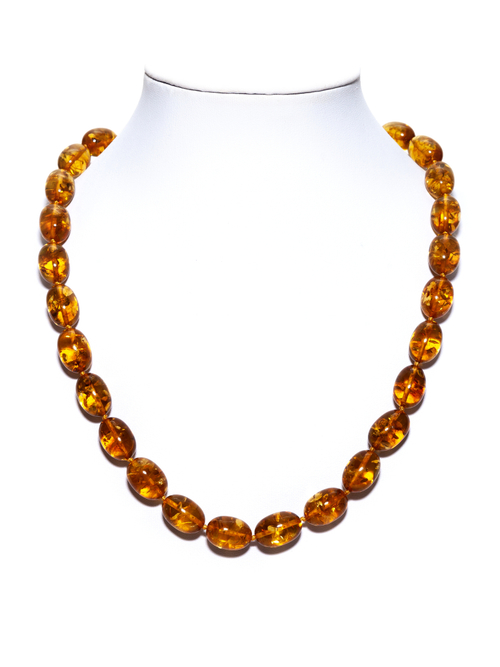 Бусы из янтаря натурального 51 см, бусины оливки 15 на 10 мм. Бусы из натуральных камней ручной работы из Калининграда