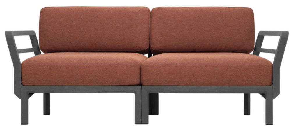 Диван пластиковый с подушками Nardi Maximo 2, базальт, корица