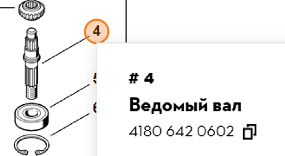 Ведомый вал для мотокосы FS 120, FS 250, Farmertec PJ12062 (STIHL 4180 642 0602)