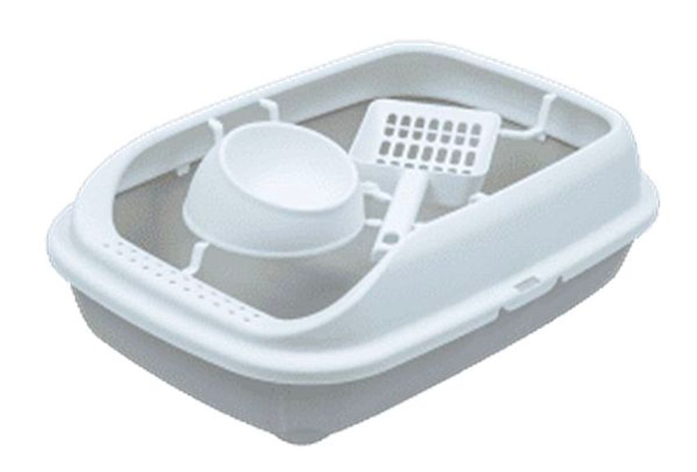 Набор для домашних животных «Чистый котик». (Лоток, миска, совок). Цвет: серый