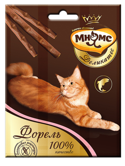 Лакомые палочки 9 см для кошек Мнямс Деликатес с форелью