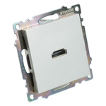 Розетка HDMI 2.1, Type A (механизм), STEKKER GLS00-7118-03, серия Катрин, серебро 50061