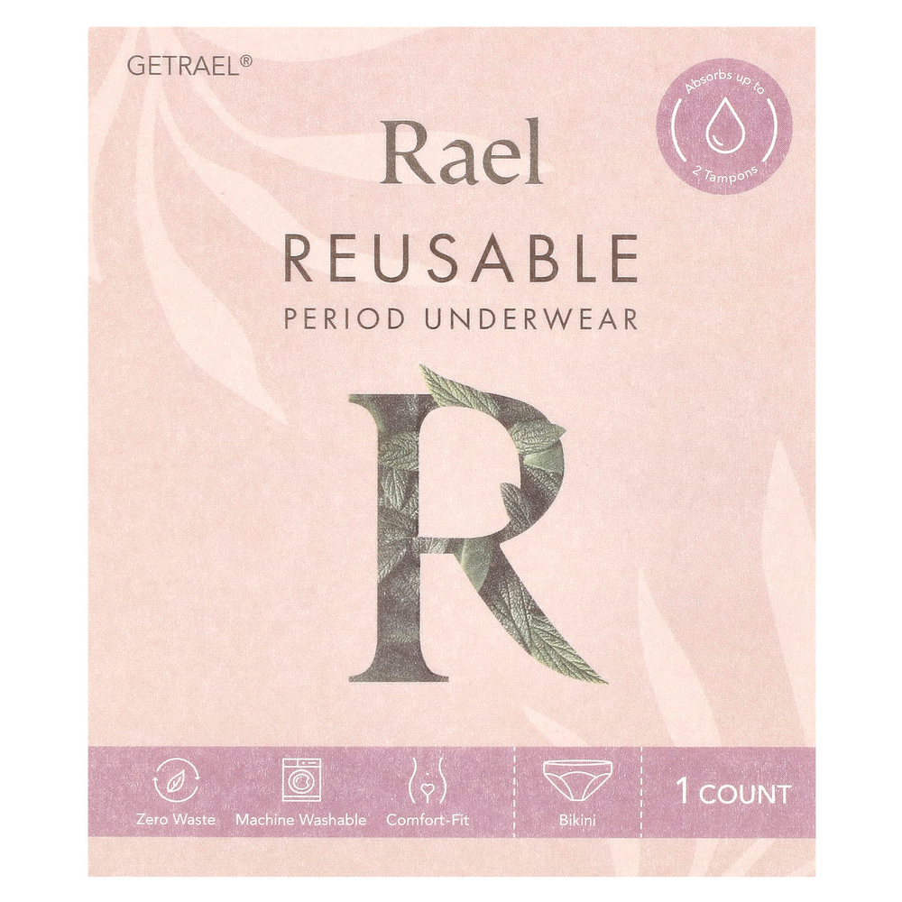 Rael, Многоразовое нижнее белье, бикини, среднее, черное, 1 шт.