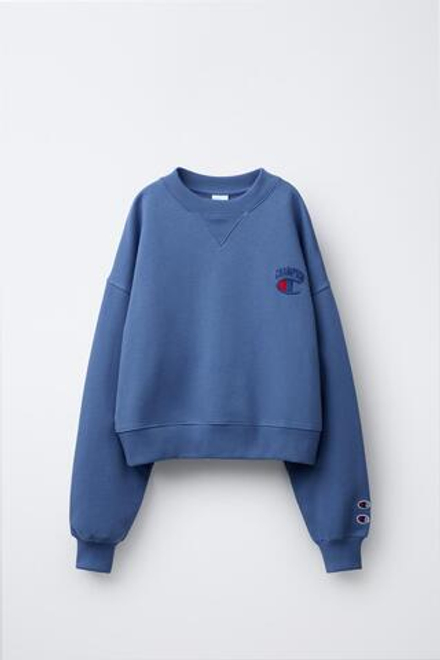 ZARA X CHAMPION ® ТОЛСТОВКА С ВЫШИВКОЙ, ЯРКО-СИНИЙ