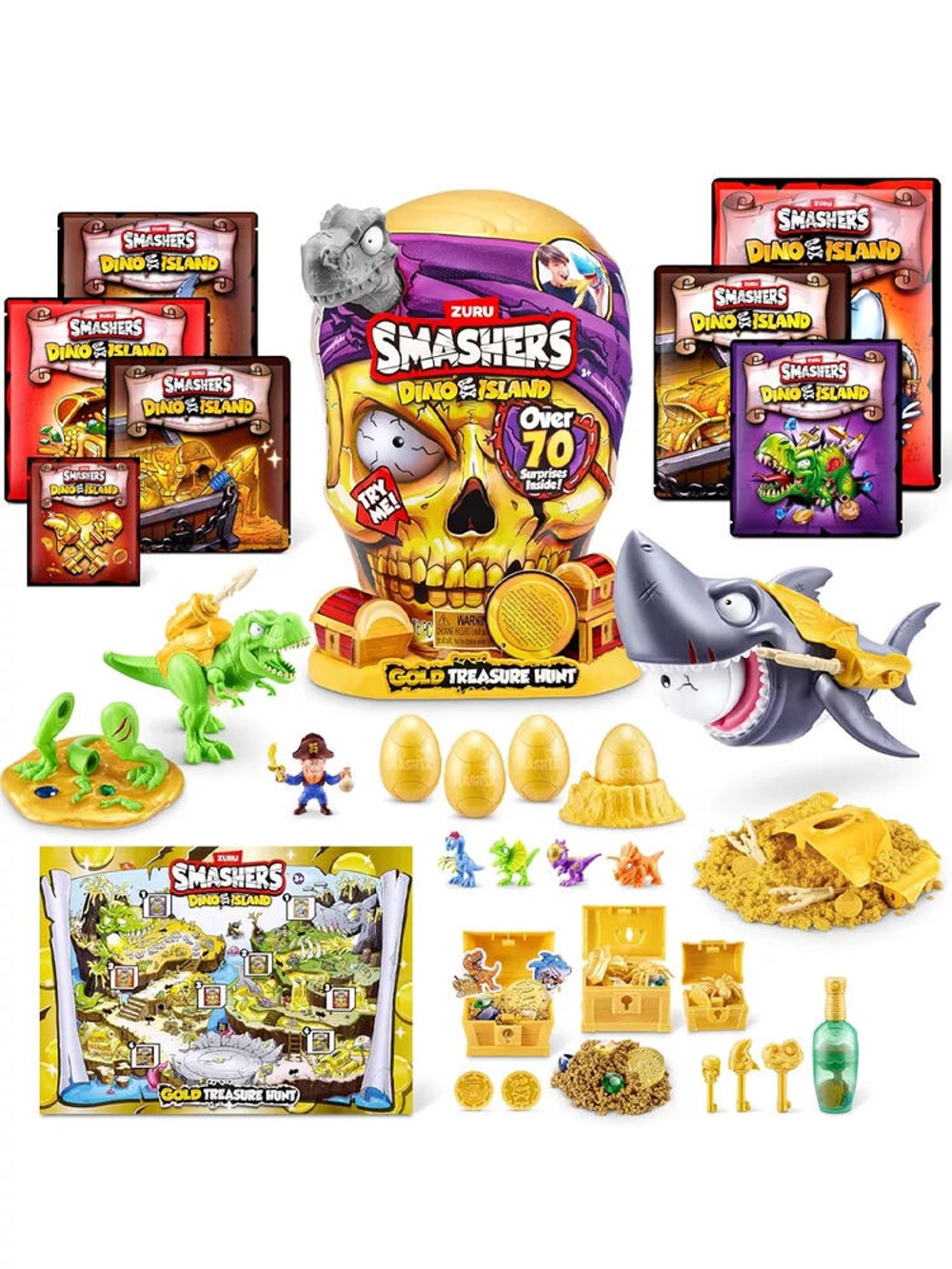 Игрушка сюрприз Зуру Smashers Dino Island Gold серый