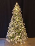 Заснеженная ель с гирляндой «Барокко» теплый свет (Литая+пвх) 150 см / 1,5 м