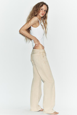 ZARA ДЖИНСЫ TRF WIDE-LEG С НИЗКОЙ ПОСАДКОЙ, СВЕТЛО-КОРИЧНЕВЫЙ