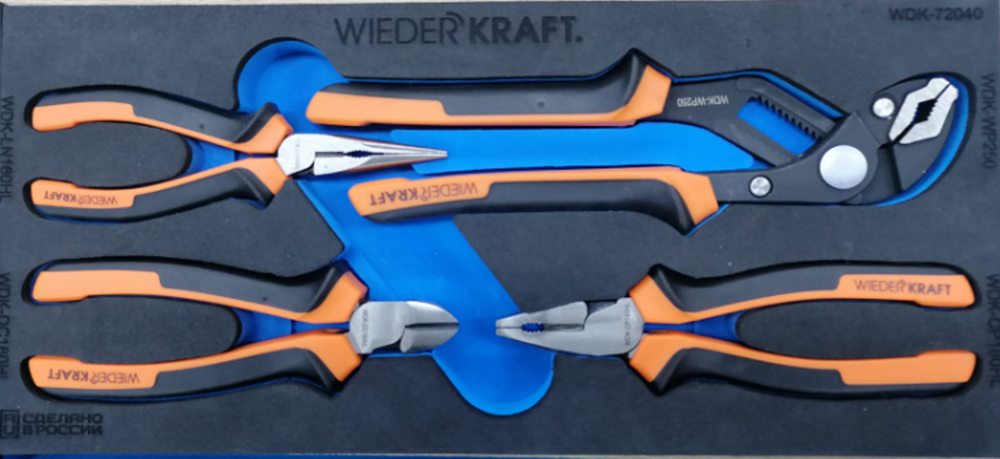 WDK-3703PHL Набор шарнирно-губцевого инструмента в ложементе, 4 предмета