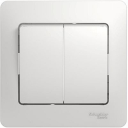 201_ Выключатель двухклавишный в сборе белый сх.5 GLOSSA  арт. GSL000152 Systeme Electric 15шт/уп ш/к 3606480657689