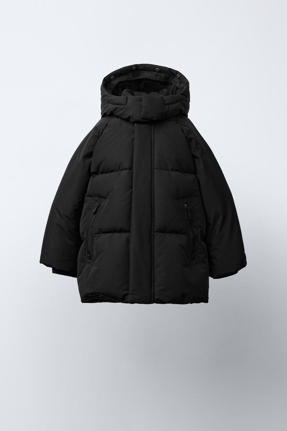 ZARA ДЛИННЫЙ ПУХОВИК ИЗ ПЕРА И ПУХА WATER REPELLENT И WIND RESISTANTT, ЧЕРНЫЙ