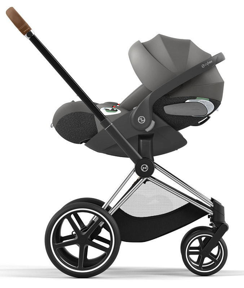 Коляска 3 в 1 Cybex Priam IV Chrome Brown complete и автокресло Cloud T i-Size Mirage Grey Leaf Green
