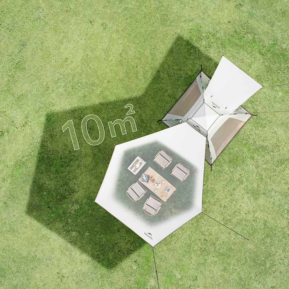 Палатка 3-местная c навесом Naturehike Ango Picnic Automatic Tent CNK2450WS021, бежевая, 6976507662536