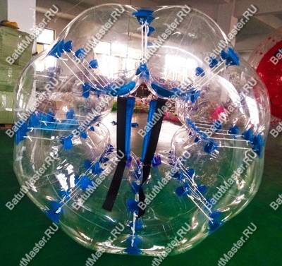 Бампербол «Прозрачный» с синими держателями, ПВХ, диаметр 1 м