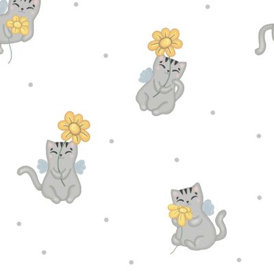Котики с цветами