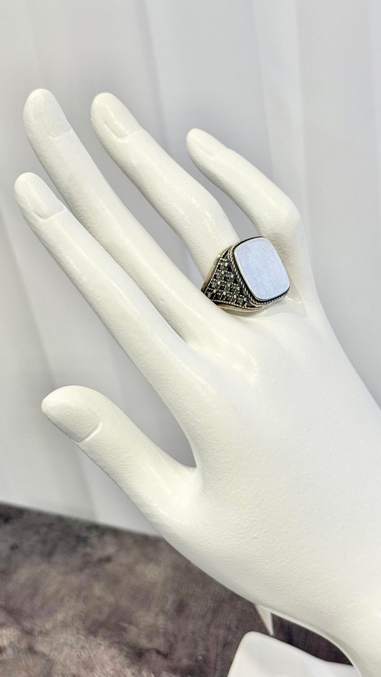 Кольцо печатка, оттенок серебро