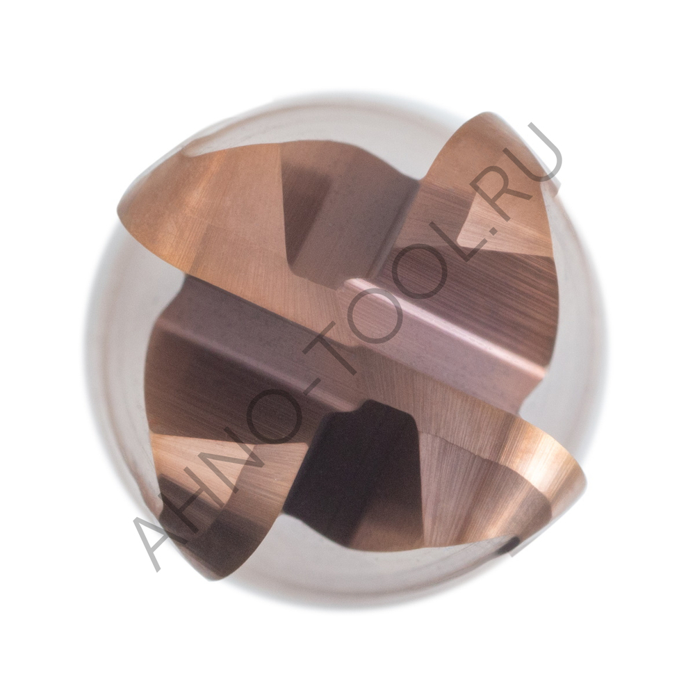 Фреза твердосплавная радиусная  10мм (L=75, l=25, хв=10) Z4 35° по стали, нержавеющей стали, чугуну, с радиусной фаской BRGM-4R-D10.0R2.0 AHNO