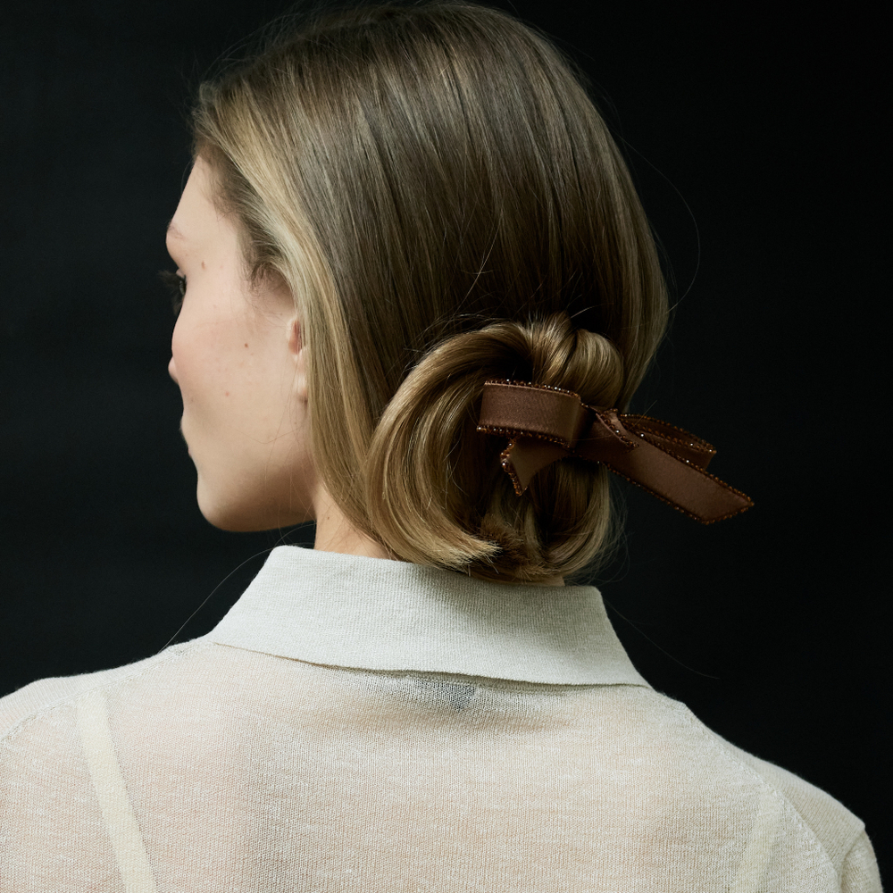 Бант "Стрекоза" коричневый с декором