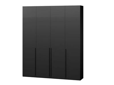 Распашной четырехсекционный шкаф Лорена Пакс-4 с антресолью Черный 0190 PE 160*40*230 см, Черный   Фиеста