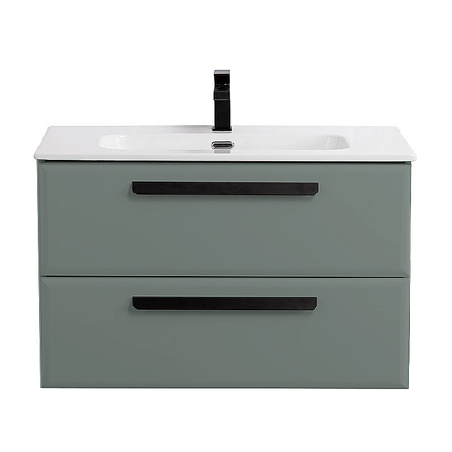 Тумба с раковиной Cezares ECO-CER-N-800-2C-SO-GVO-P+CZR-8095-80 Серо-зеленая матовая