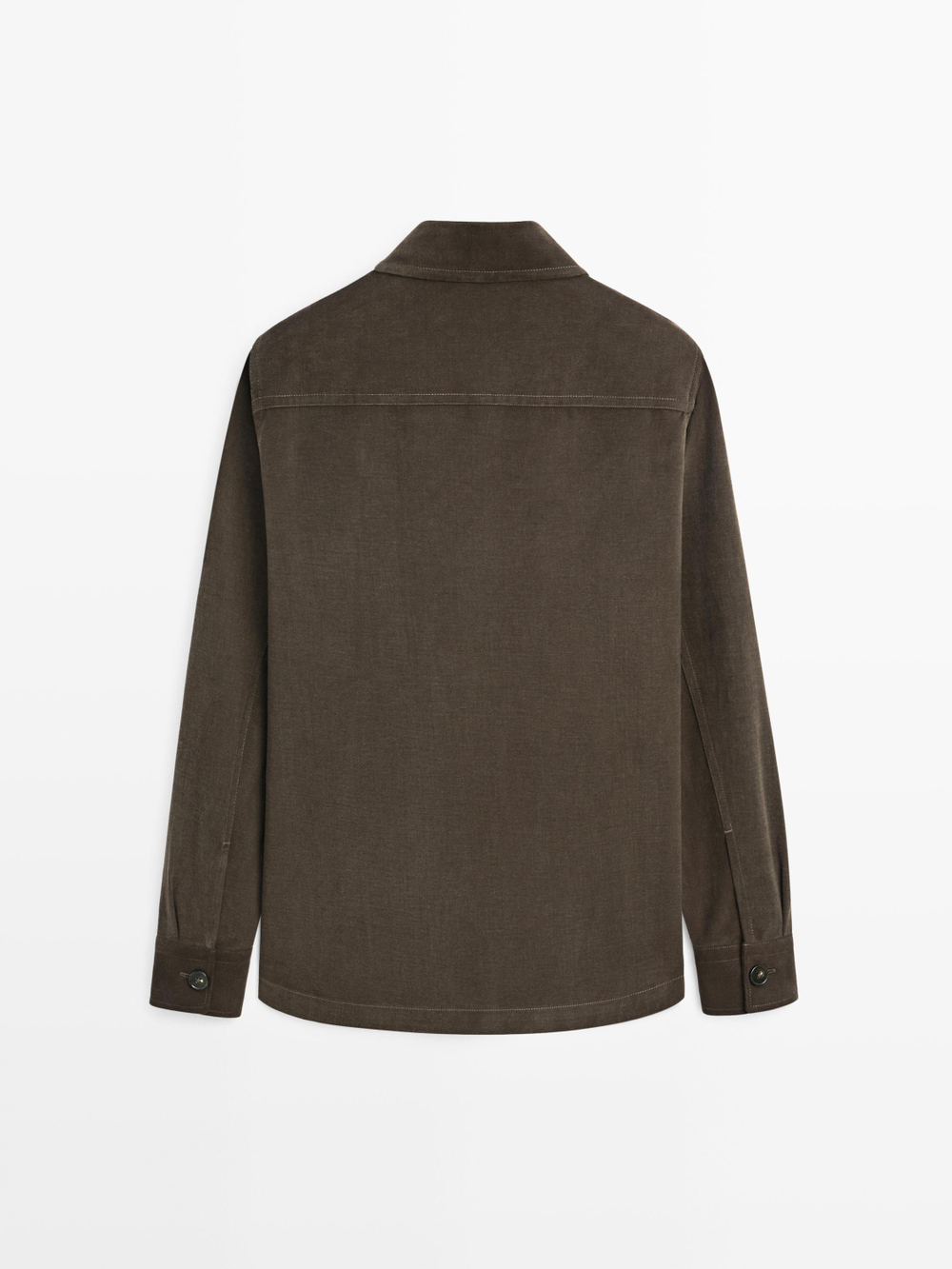 Massimo Dutti Вельветовая куртка-рубашка с карманами, коричневый