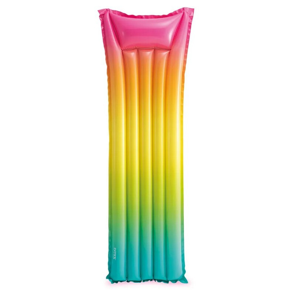 Надувной матрас для плавания 170х53 см Intex 58721, пляжный матрас Радуга Rainbow Style для бассейна и моря