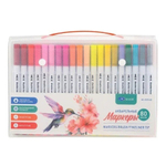 Маркер для скетчинга, двусторонние, Basir, линер, акварельные, белый корпус, 80 цветов