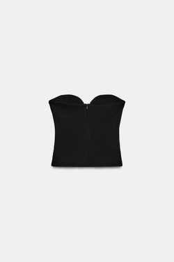 ZARA ТОП С ВЫРЕЗОМ СЕРДЕЧКОМ, ЧЕРНЫЙ