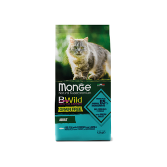 Сухой корм Monge Cat BWild GRAIN FREE для взрослых кошек, беззерновой, из трески 1,5 кг