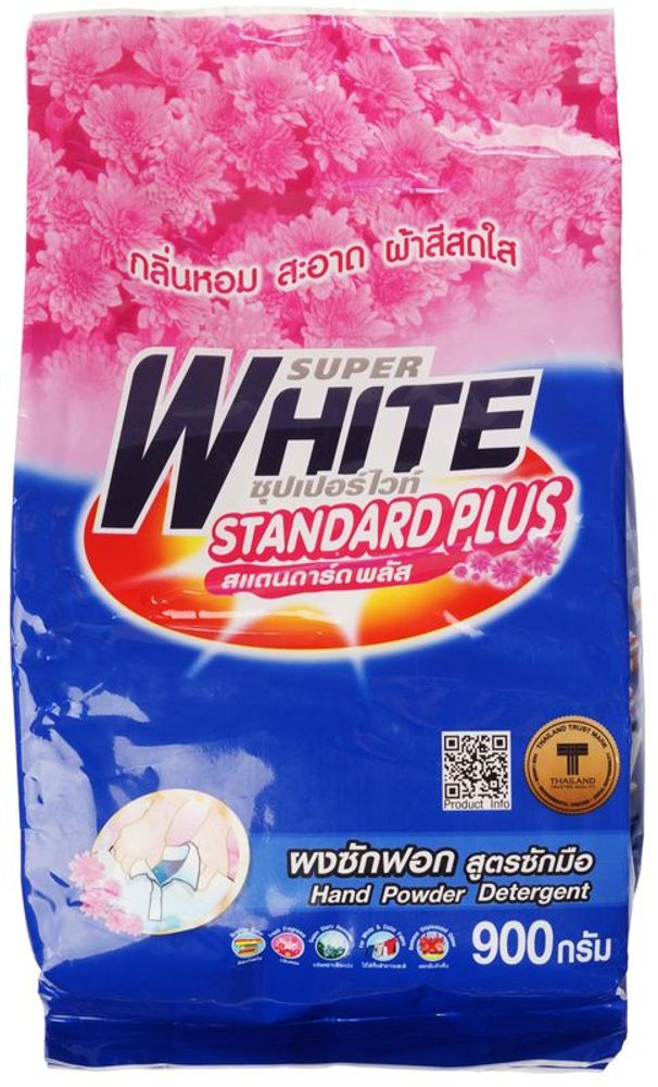 Порошок стиральный, Супер белизна, Стандарт плюс, для любого типа белья, м/уп 900 г