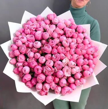 Букет из 51 кустовой пионовидной розы сорта "Силва Пинк"