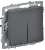 BRITE Выключатель 2-клавишный перекрестный 10А ВС10-2-3-БрГ графит IEK