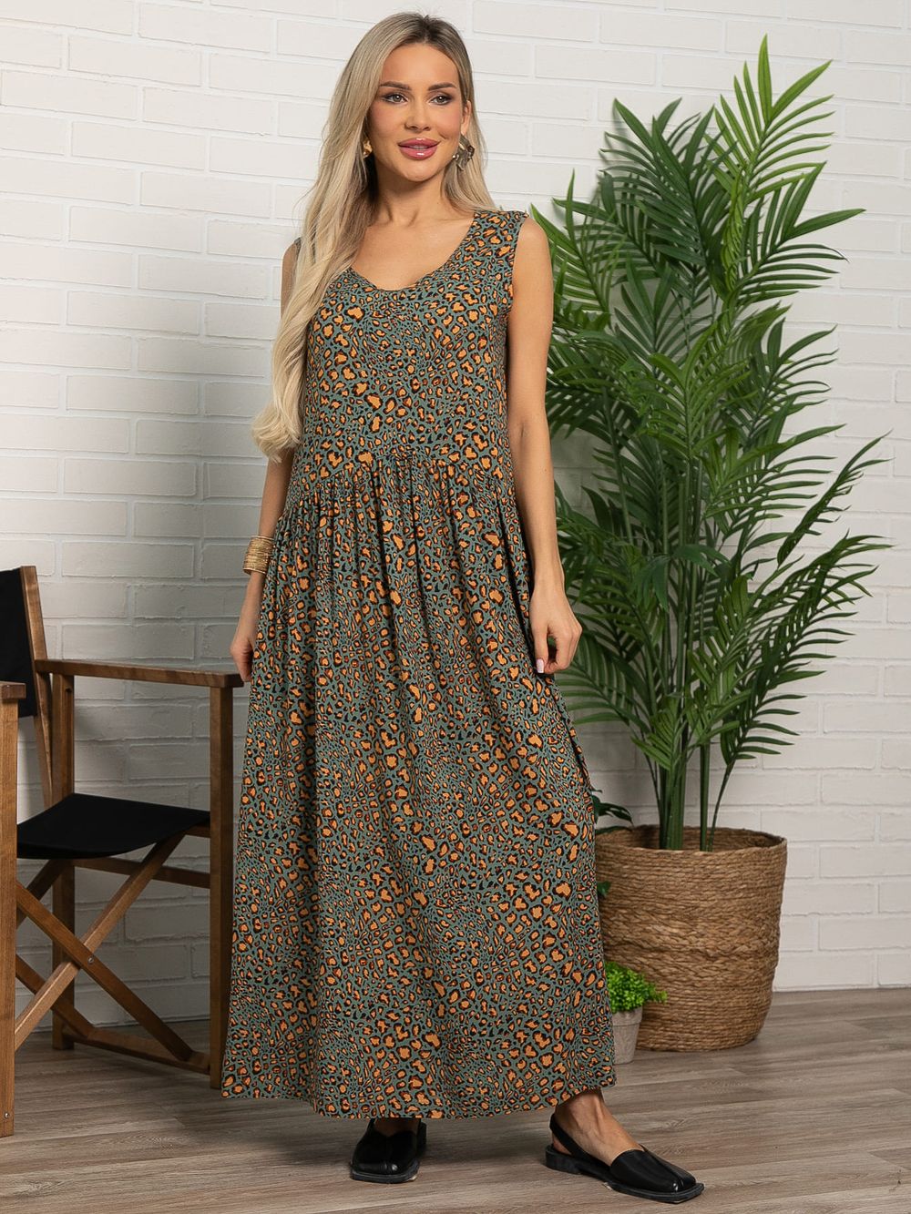 Сарафан Нерея (зеленый/лео) П15605-1М LT Collection