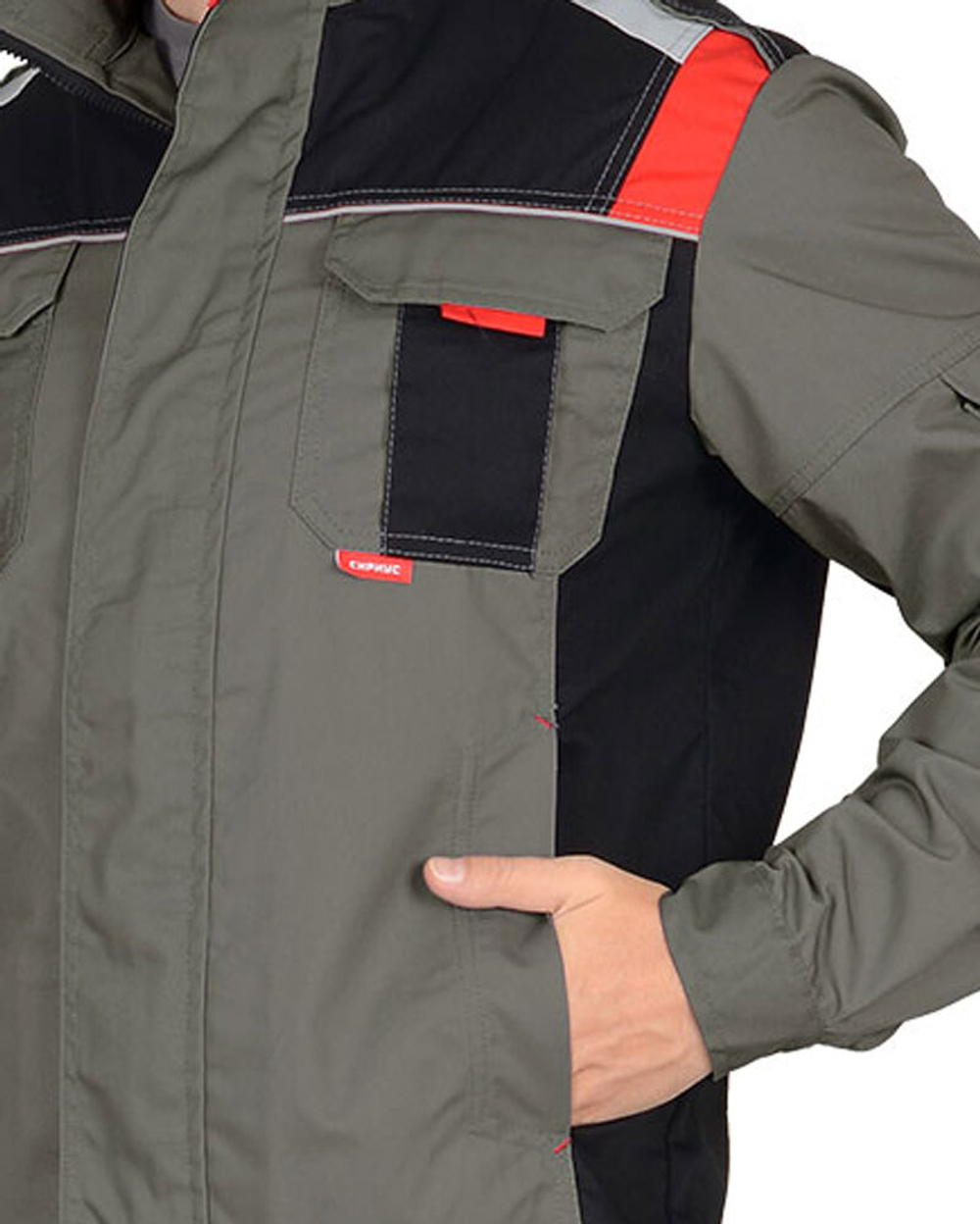 Куртка "СТАН" оливковая с черным и красным (ЧЗ)