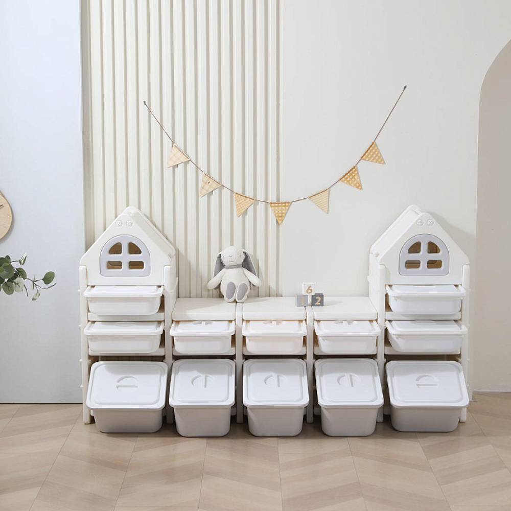 Стеллаж для игрушек UNIX Kids 12 ящиков Grey