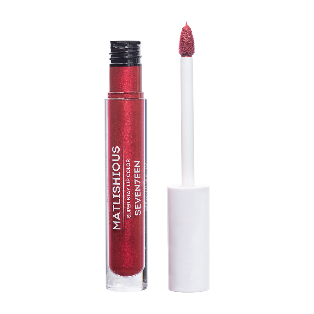 Seventeen Помада-блеск для губ Matlishious Super Stay Lip Color, жидкая, тон №11, Красный с искрой, 4 мл