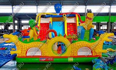 Коммерческий надувной батут "Осьминоги и драконы" 17*8*7 м
