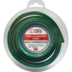 Термоусаживаемая трубка DORI (14/7, зелёная, 3 метра)