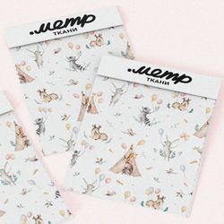 Ткань лен акварельные вигвамы