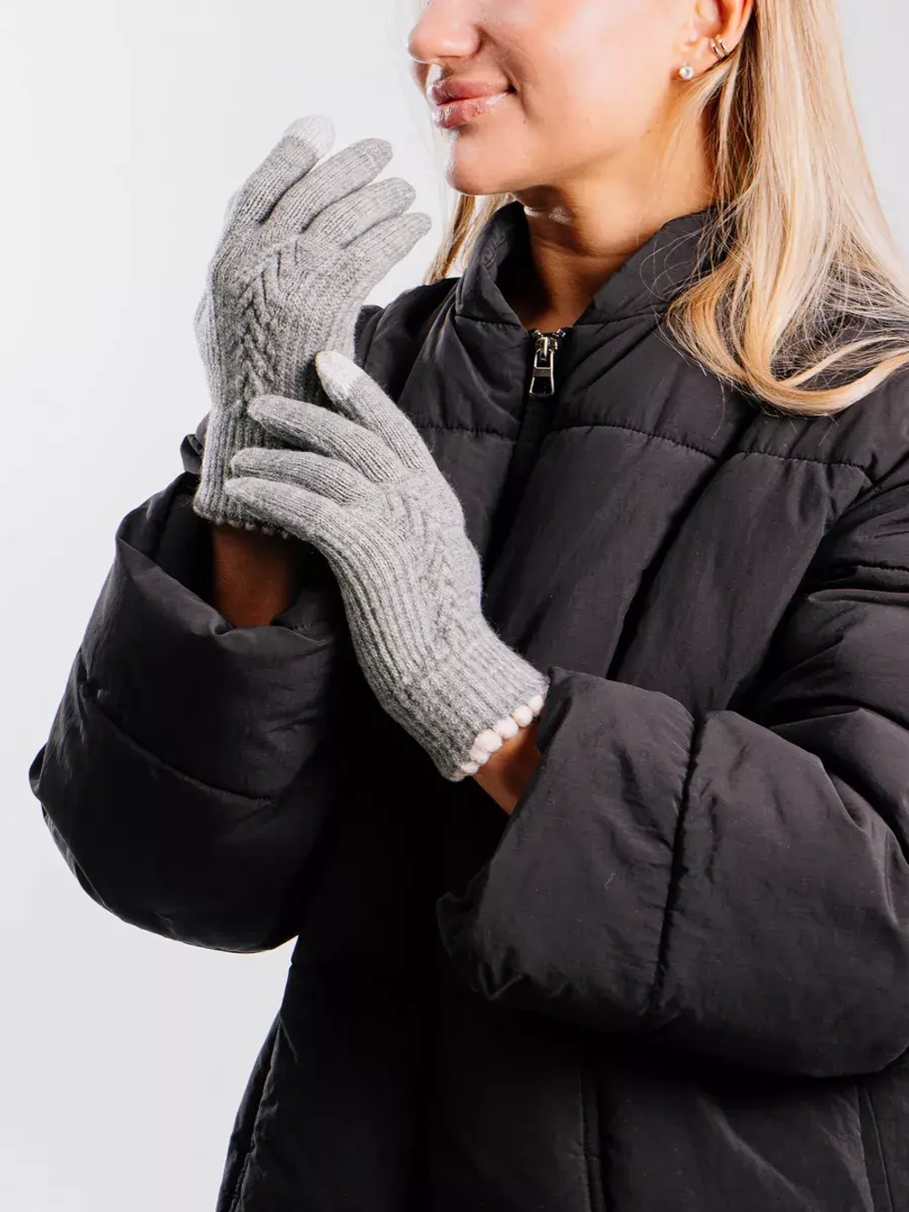 Перчатки теплые вязаные