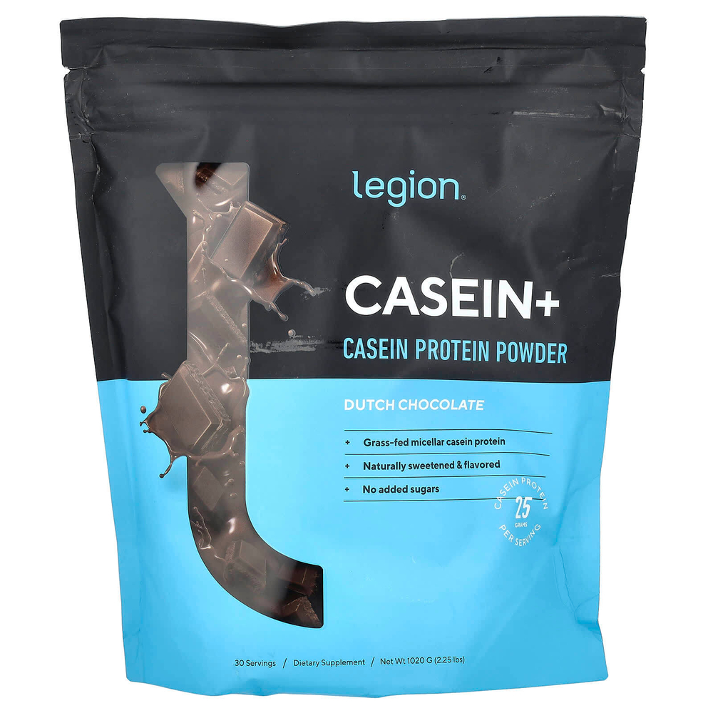 Legion Athletics, Casein +, казеиновый протеиновый порошок, голландский шоколад, 1020 г (2,25 фунта)